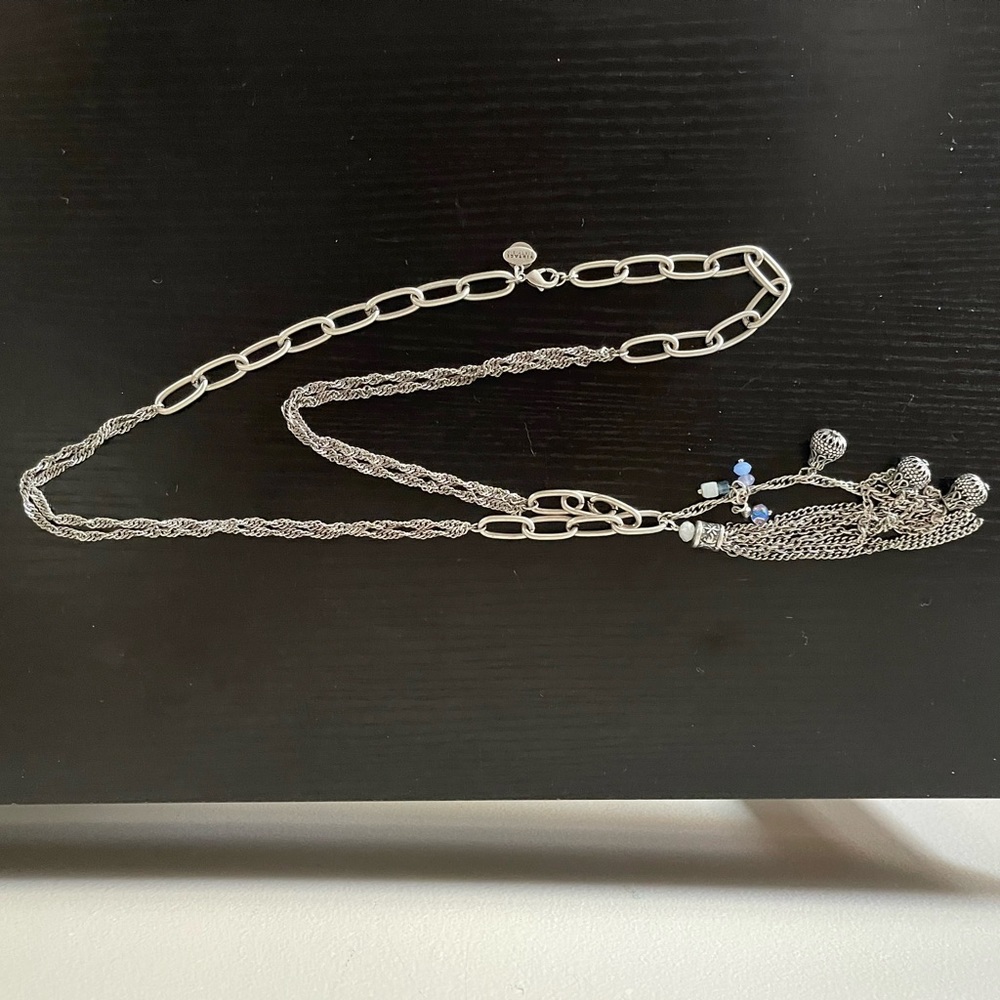 Alex and Ani gold tone long necklace with beads